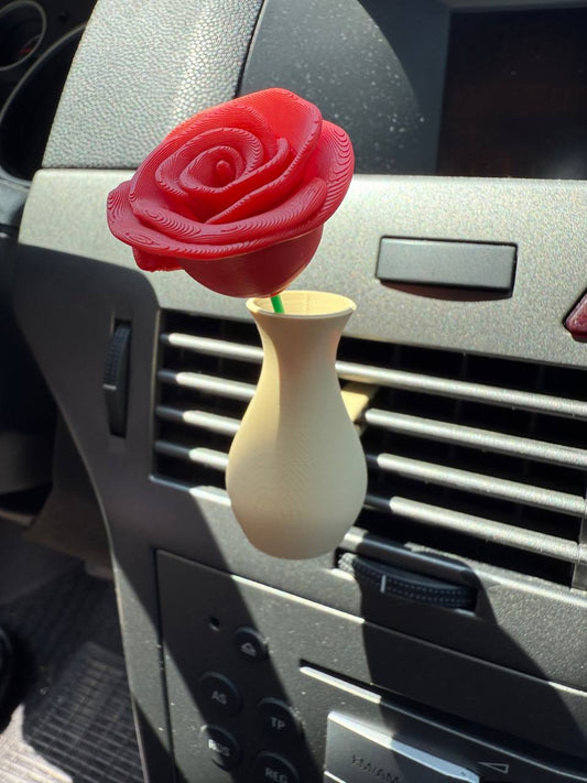 Mini Car Vase with Roses – 3D Printed Decoration for the Air Vent