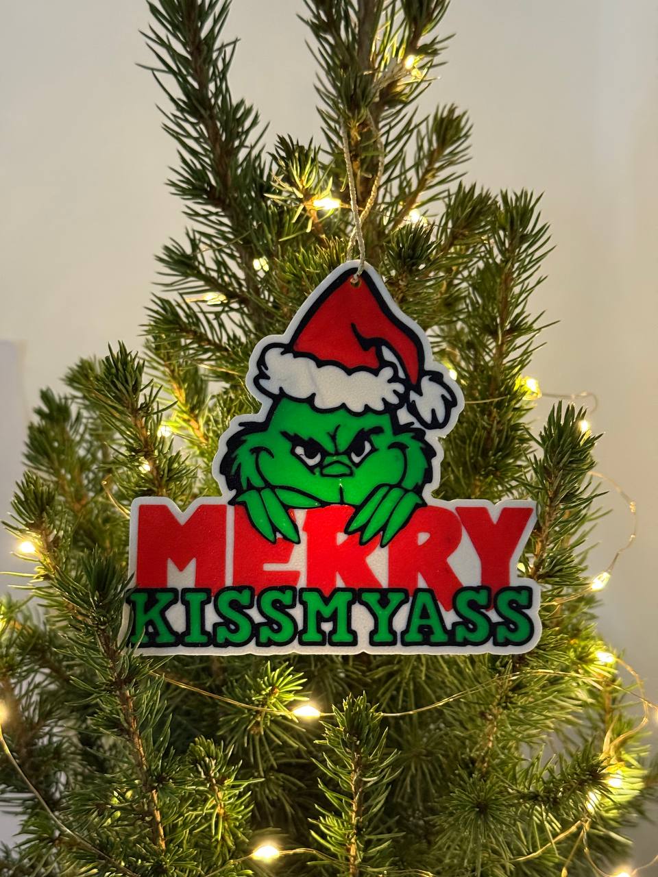 Grinch Kiss My Ass Christmas Tree Ornament