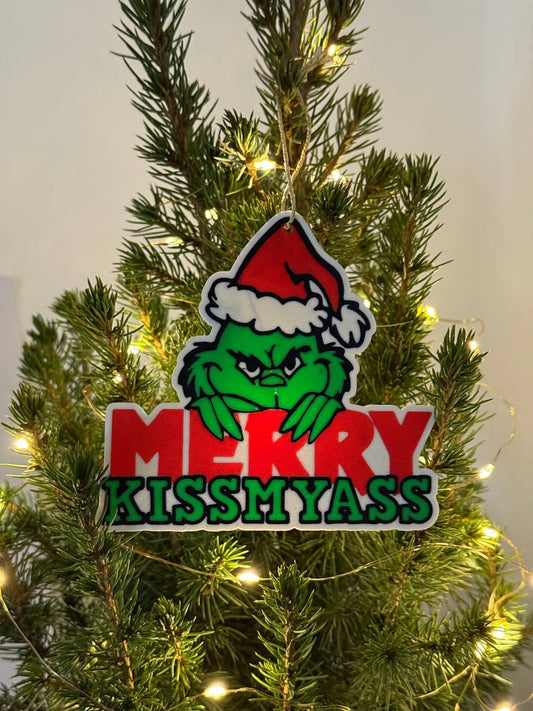 Grinch Kiss My Ass Christmas Tree Ornament