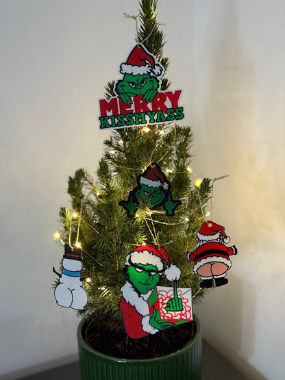 Grinch Kiss My Ass Christmas Tree Ornament